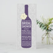 Elegant Damask Lila Grau | BRAUTPARTY Einladung (Stehend Vorderseite)