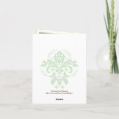 Elegant damask mint green, ivory wedding Thank You Dankeskarte (Rückseite)