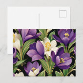 Elegant Damask mit Crocus Blume Postkarte (Vorne/Hinten)