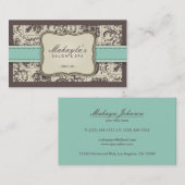 Elegant Damask Moderne Braun, Grün und Beige Visitenkarte (Vorne/Hinten)