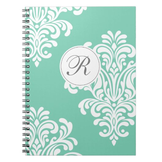 Elegant Damask Monogram Notizblock (Vorderseite)