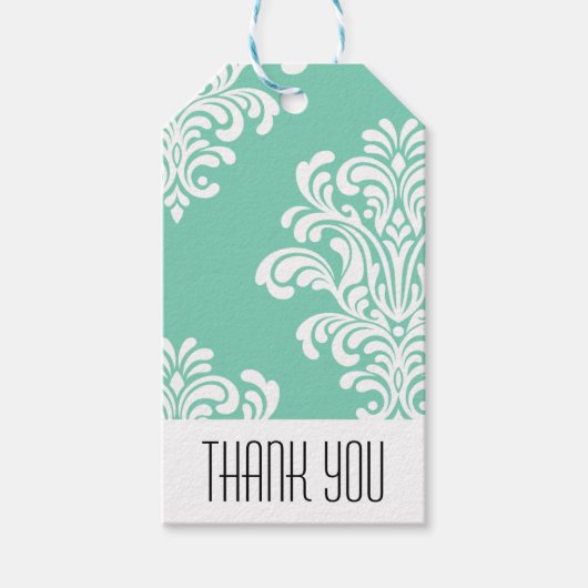Elegant Damask Muster Vielen Dank Geschenkanhänger (Vorderseite)