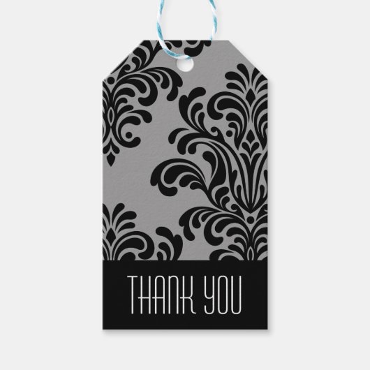 Elegant Damask Muster Vielen Dank Geschenkanhänger (Vorderseite)