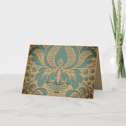 Elegant Damask Muttertag Karte (Rückseite)