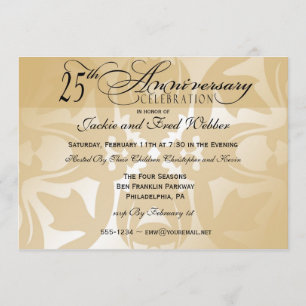 Elegant Damask Party Einladung zum 25. Jubiläum