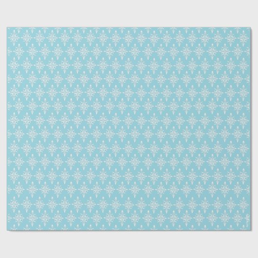 Elegant Damask Pattern Blue Baby Boy Geschenkpapier (Flach)