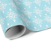 Elegant Damask Pattern Blue Baby Boy Geschenkpapier (Rolleneckpunkt)