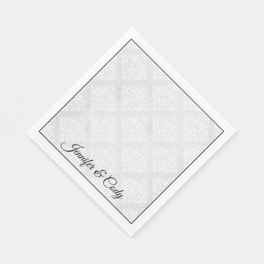 Elegant Damask personalize Names Wedding Serviette (Ecke)