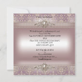 Elegant Damask Pink Cream Pearl Birthday Party Einladung (Rückseite)