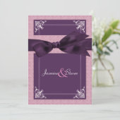 Elegant Damask Plum Wedding Einladungen (Stehend Vorderseite)