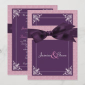 Elegant Damask Plum Wedding Einladungen (Vorne/Hinten)