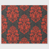 Elegant Damask Red and black wrapping paper roll Geschenkpapier (Flach)