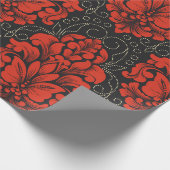 Elegant Damask Red and black wrapping paper roll Geschenkpapier (Ecke)