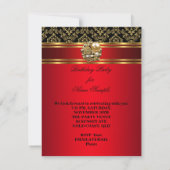 Elegant Damask Regal Red Gold Black Birthday Einladung (Rückseite)