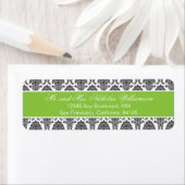 Elegant Damask Return Address Label (grüner Apfel) (Insitu)
