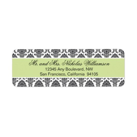 Elegant Damask Return Address Label (sage) (Vorne)
