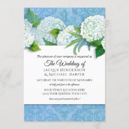 Elegant Damask Sky Blue Hydrangea Floral Wedding Einladung