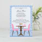 Elegant Damask Tea Party Einladung (Stehend Vorderseite)
