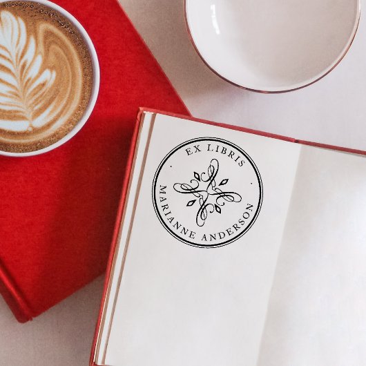 Elegant Damask & Typografy Individuelle Name Ex Li Permastempel