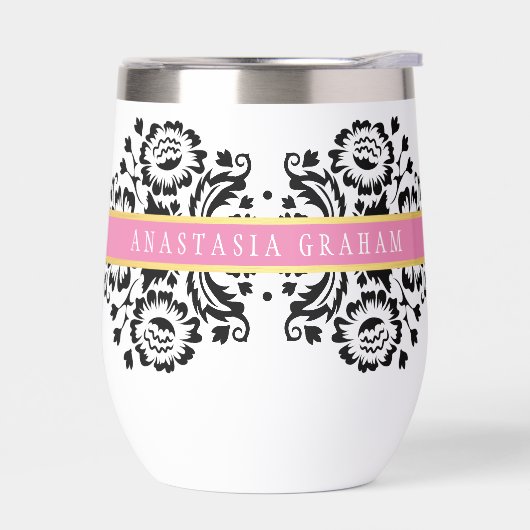 ELEGANT DAMASK Vintages Muster, schwarz rosa (Links)