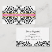 ELEGANT DAMASK Vintages Muster, schwarz rosa Visitenkarte (Vorne/Hinten)