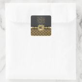 Elegant Damask "we ve move" "new address" Quadratischer Aufkleber (Tasche)