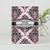 Elegant Damask Wedding Anniversary Einladung (Stehend Vorderseite)