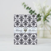 Elegant Damask Wedding Einladung (Stehend Vorderseite)