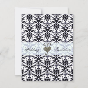 Elegant Damask Wedding Einladung