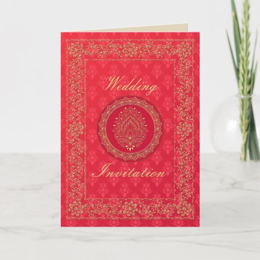 Elegant Damask Wedding - Einladung / Greeting Card (Vorderseite)