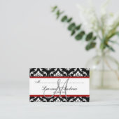 Elegant Damask Wedding Empfang Platzkarte Red (Stehend Vorderseite)