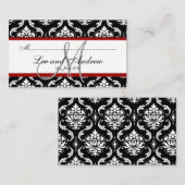 Elegant Damask Wedding Empfang Platzkarte Red (Vorne/Hinten)