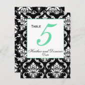 Elegant Damask Wedding Tischnummern (Vorne/Hinten)
