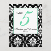 Elegant Damask Wedding Tischnummern (Vorderseite)