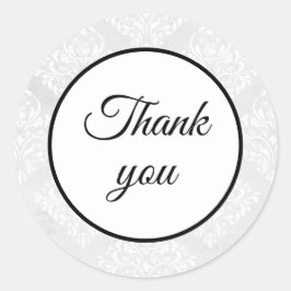 Elegant Damask White Wedding Danke einfach Runder Aufkleber