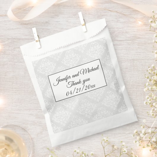 Elegant Damask White Wedding Vielen Dank Geschenktütchen (Ausgeschnitten)