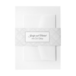 Elegant Damask White Wedding w Text Einladungsbanderole