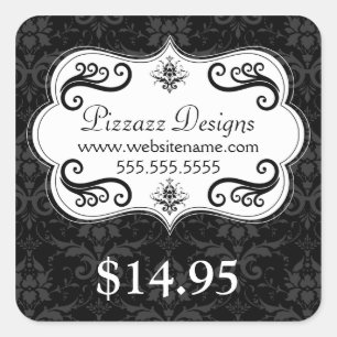 Elegant Damask Wirbel Price Tag Quadratischer Aufkleber