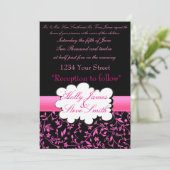 Elegant Damasks Einladung (Stehend Vorderseite)