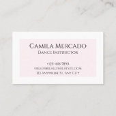 Elegant Dance Studio Ballet Dancer Blush Pink Visitenkarte (Rückseite)
