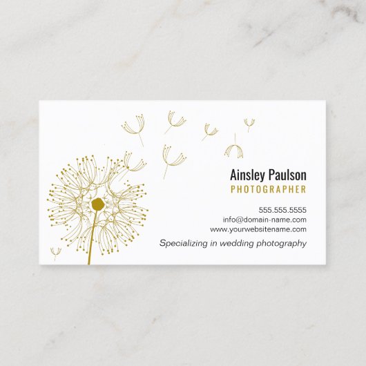 Elegant Dandelion Handgeschriebene Skriptkalligraf Visitenkarte (Rückseite)
