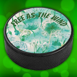 Elegant Dandelion Monogram grün und weiß | Eishockey Puck