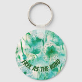 Elegant Dandelion Monogram grün und weiß | Schlüsselanhänger (Vorderseite)