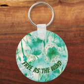 Elegant Dandelion Monogram grün und weiß | Schlüsselanhänger (Vorderseite)