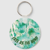 Elegant Dandelion Monogram grün und weiß | Schlüsselanhänger (Rückseite)