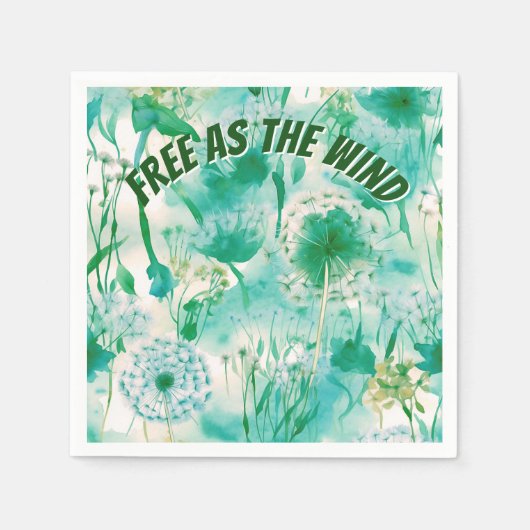 Elegant Dandelion Monogram grün und weiß | Serviette (Vorderseite)