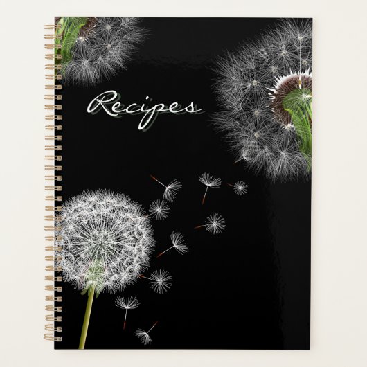 Elegant Dandelion Recipe Book Cover Planer (Vorderseite)