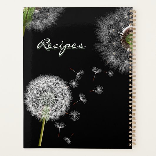 Elegant Dandelion Recipe Book Cover Planer (Rückseite)