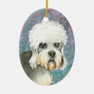Elegant Dandie Dinmont Terrier Keramik Ornament