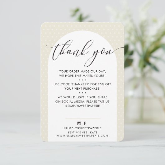 ELEGANT DANK IHNEN modernen Bogen Elfenbeincreme s Dankeskarte (Stehend Vorderseite)